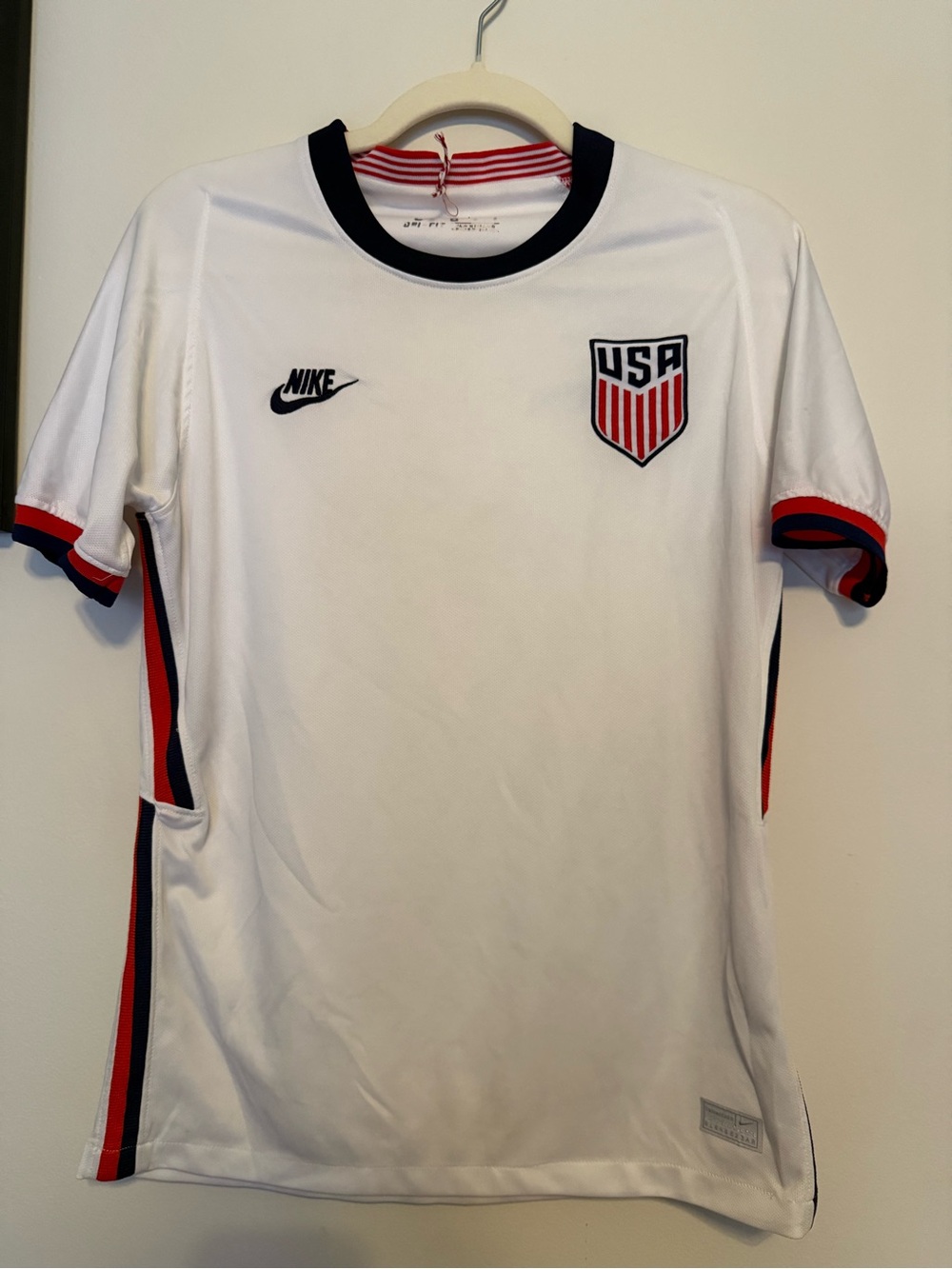Nike White USA Soccer Shirt with Red & Navy Trim